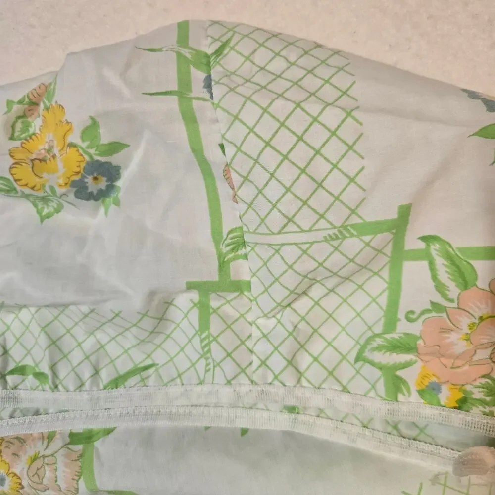 Vintage Cannon Monticello Twin Fitted Sheet Green Floral